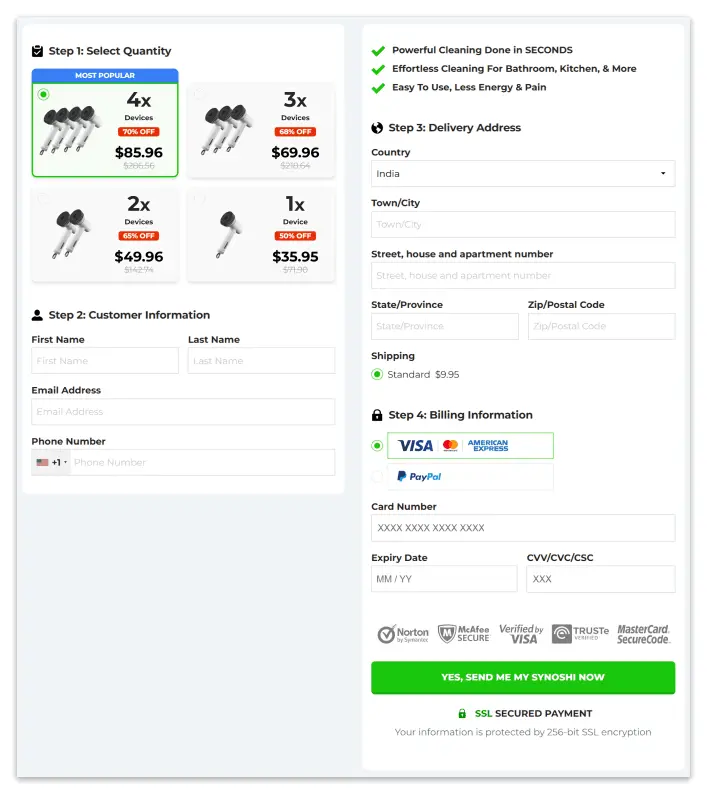 Synoshi pro secure checkout page